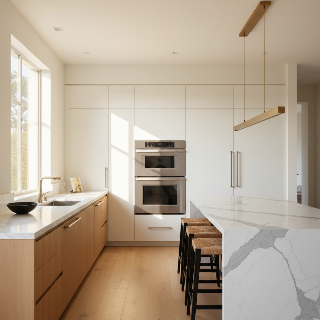 Upscale kitchen with integrated Viking-style appliances